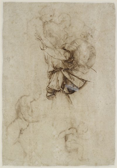 Verso: Study of the Garment of an Angel by Raffaello Sanzio Raphael
